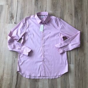 Lacoste Men's Classic Pink Button-Down Dress Shirt